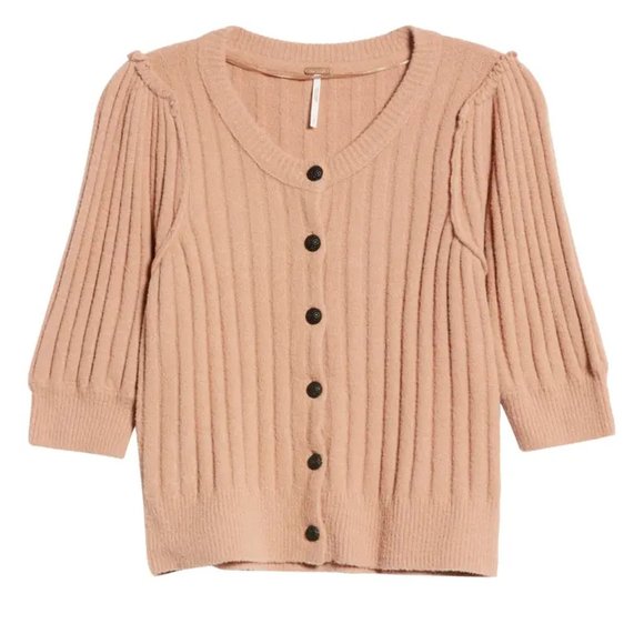 Free People Sloane Cardi Cafe Cream NWT Size X-Small - Picture 3 of 4